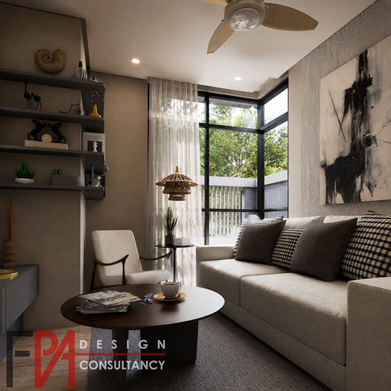 Living room at dusk with warm ambient lighting — 3 Bedroom Bungalow Residence, Tagudin